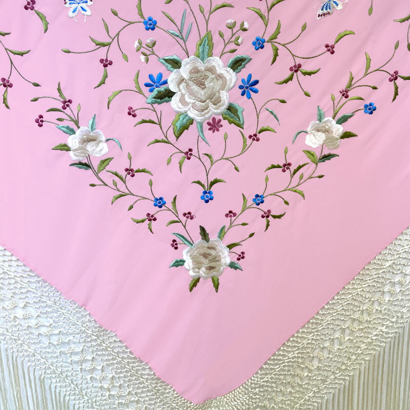 楽天市場】P8084 刺繍入りマントン パープル×ライトピンク多色