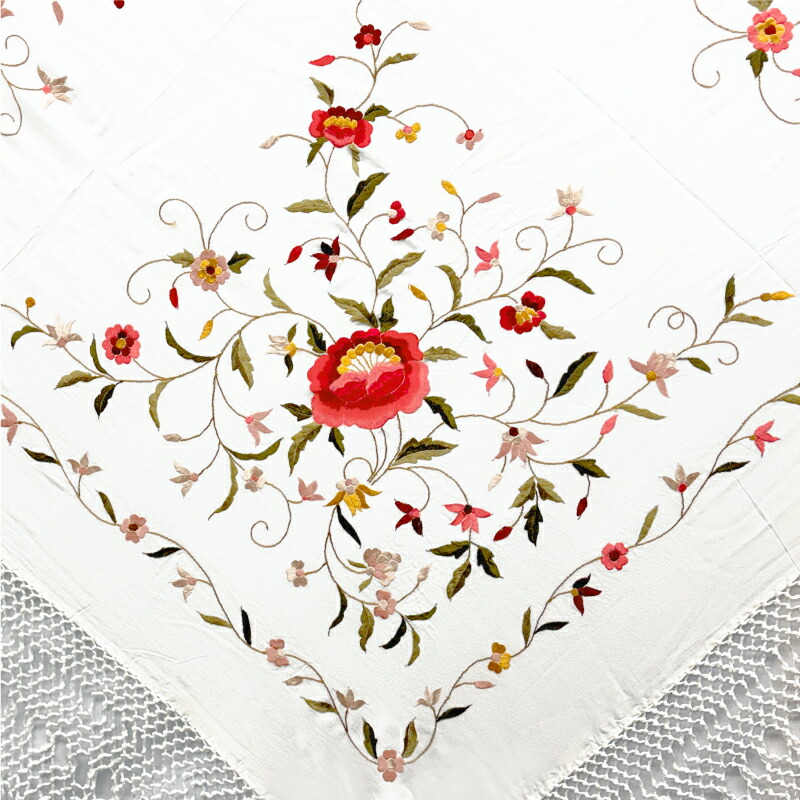 楽天市場】P8084 刺繍入りマントン ネイビー×アイボリー多色