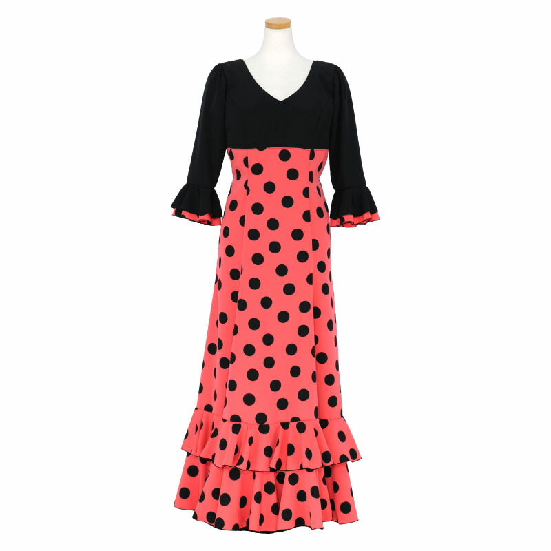 楽天市場】FV-2201 合わせ8段フリルワンピース ブラック【フラメンコ