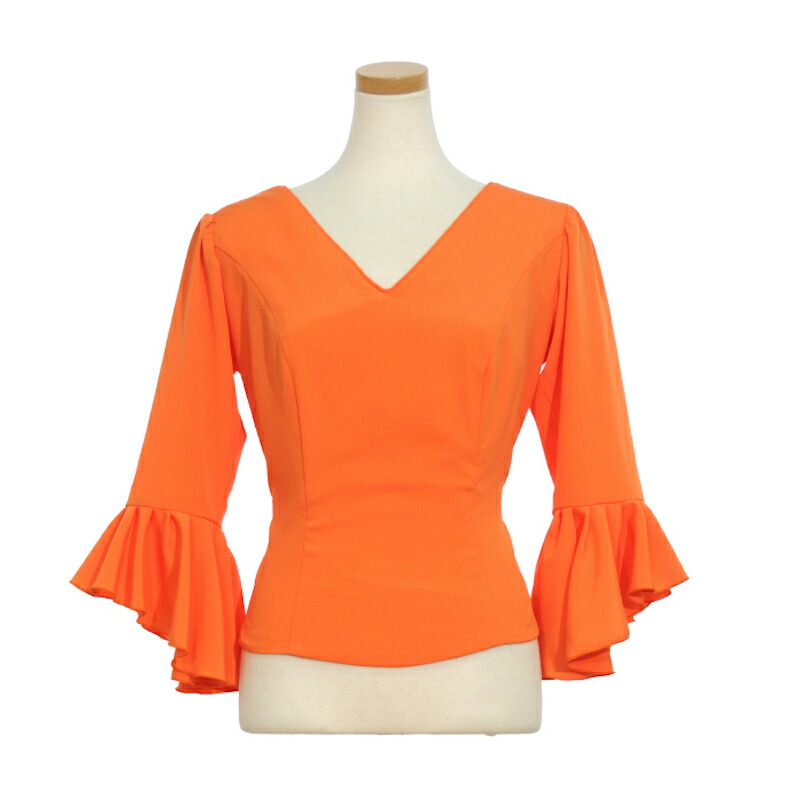 楽天市場】フラメンコ衣装 ブラウス オレンジ ブラウス全18色