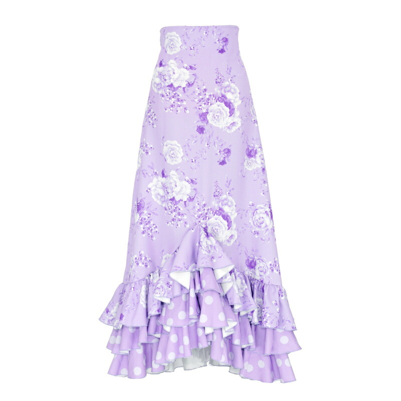 フラメンコスカート ネイビー 花柄 ファルダ 楽天市場】【オーダー商品】HF-1922 V字フリルスカート