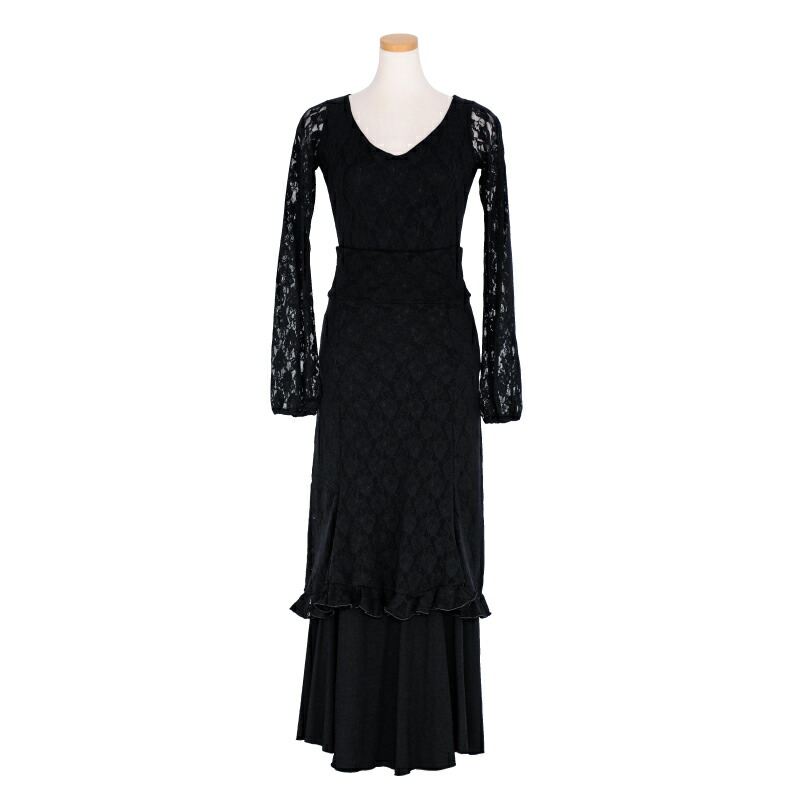 楽天市場】FV-2201 合わせ8段フリルワンピース ブラック【フラメンコ