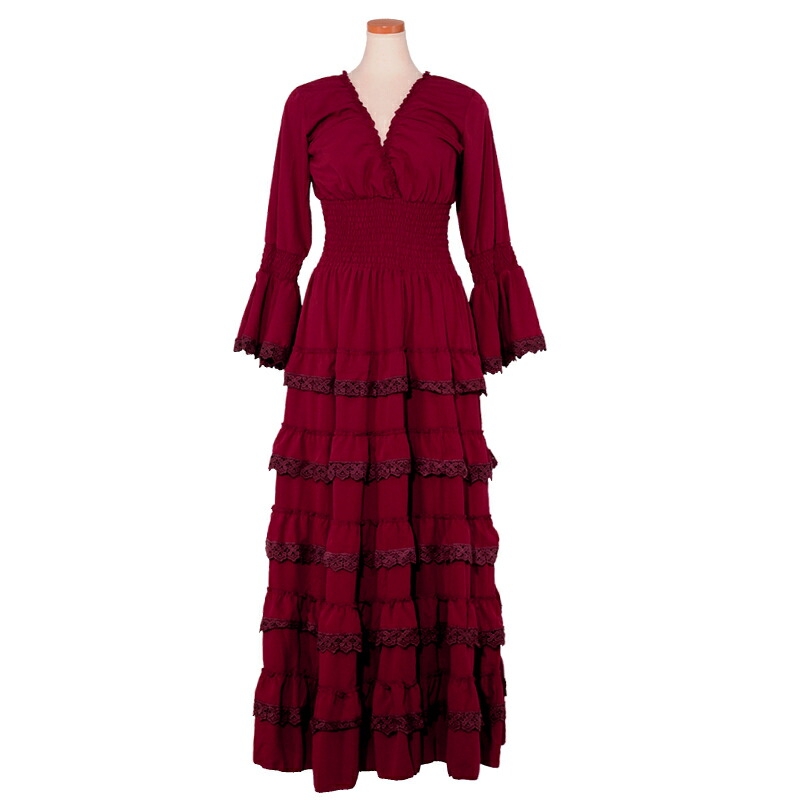 楽天市場】FV-2201 合わせ8段フリルワンピース ブラック【フラメンコ