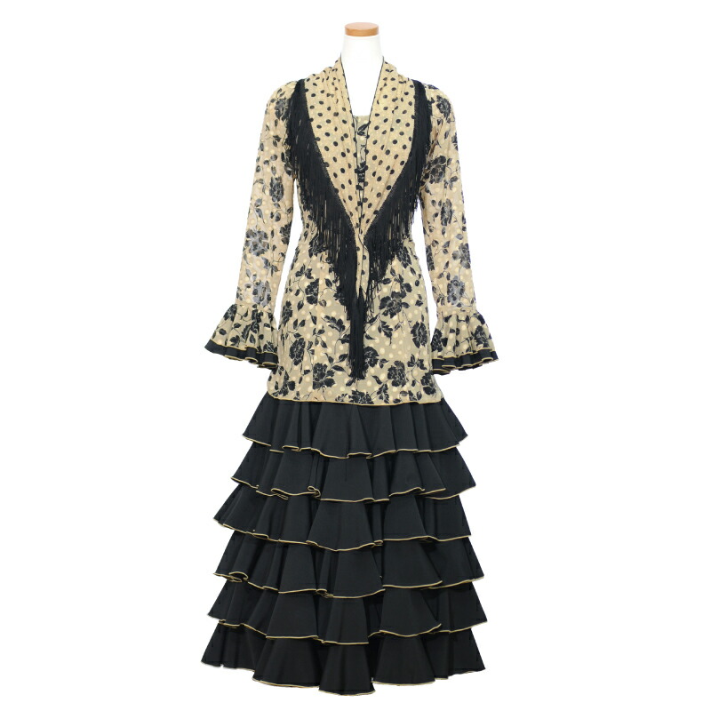 フラメンコ　ファルダ　パルパデオ　ベージュ　カーキ　新品　未使用　スカート フラメンコ ファルダ パルパデオ ベージュ カーキ 新品 未使用