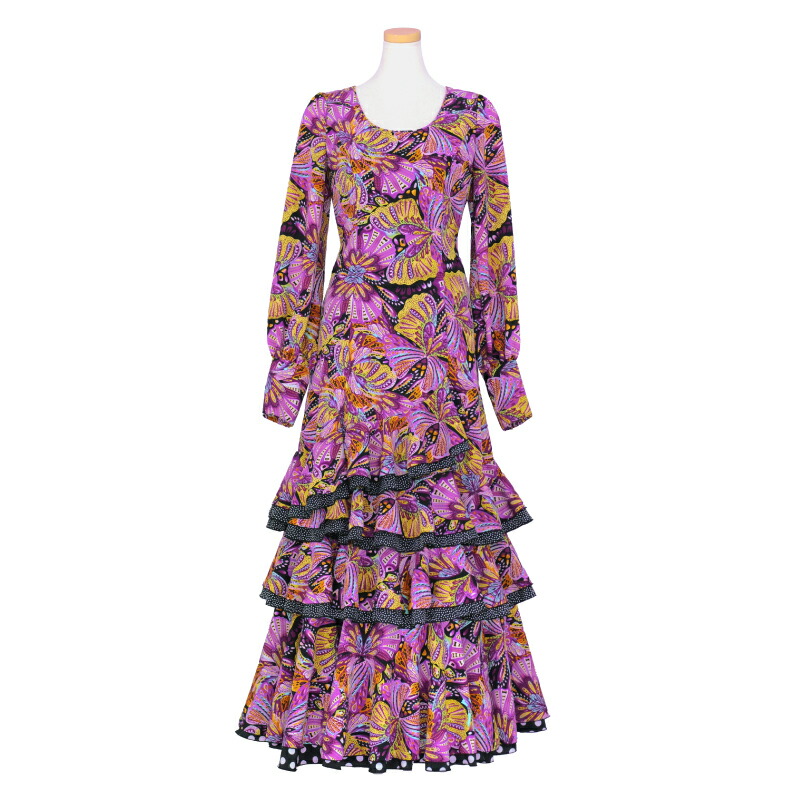 フラメンコ衣装　ワンピース　イベリア フラメンコ衣装】パープル HERMOSA IBERIA ワンピース ドレス