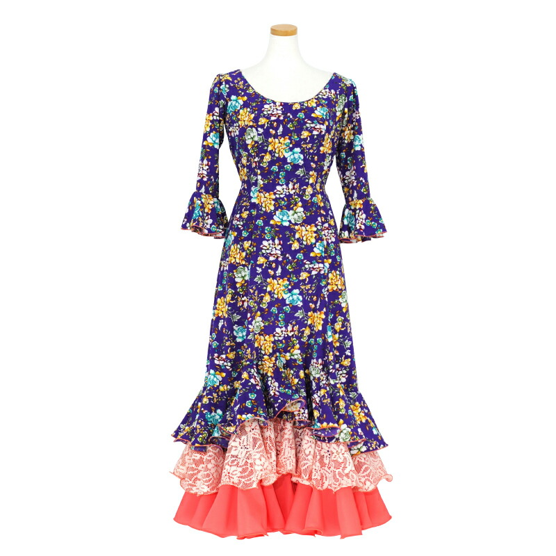 楽天市場】FV-2201 合わせ8段フリルワンピース ワイン【フラメンコ