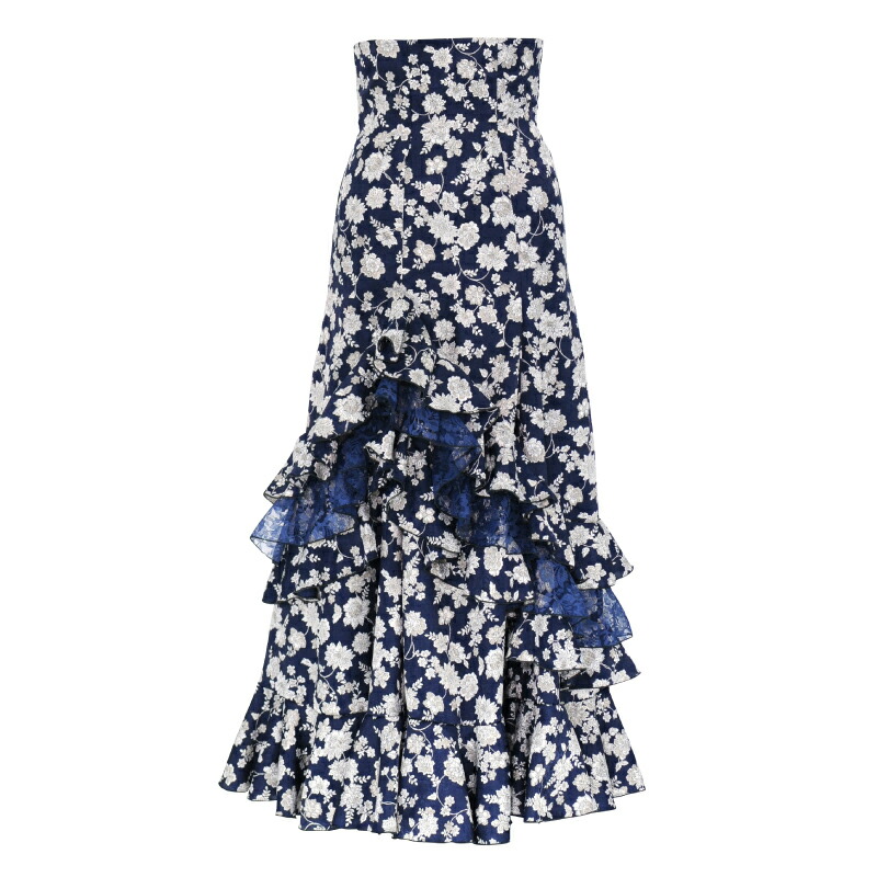 フラメンコスカート ネイビー 花柄 ファルダ 楽天市場】【現品特価】CF-2501 スペイン製スカート ブラック/ブルー系
