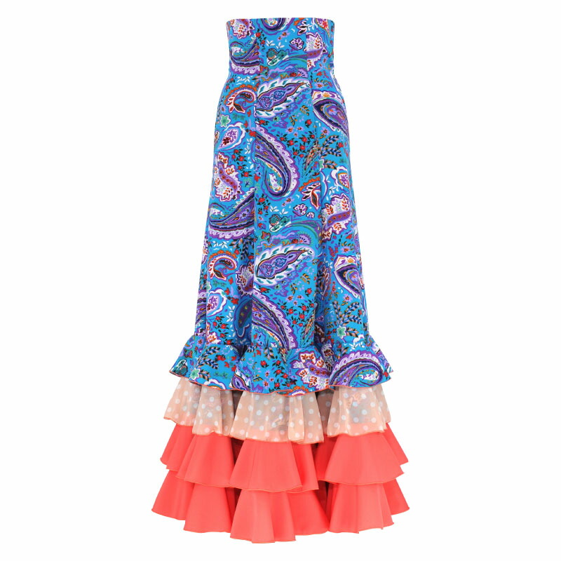 楽天市場】【現品】HF-1511 縦フリルスカート ブルーペイズリー【25V