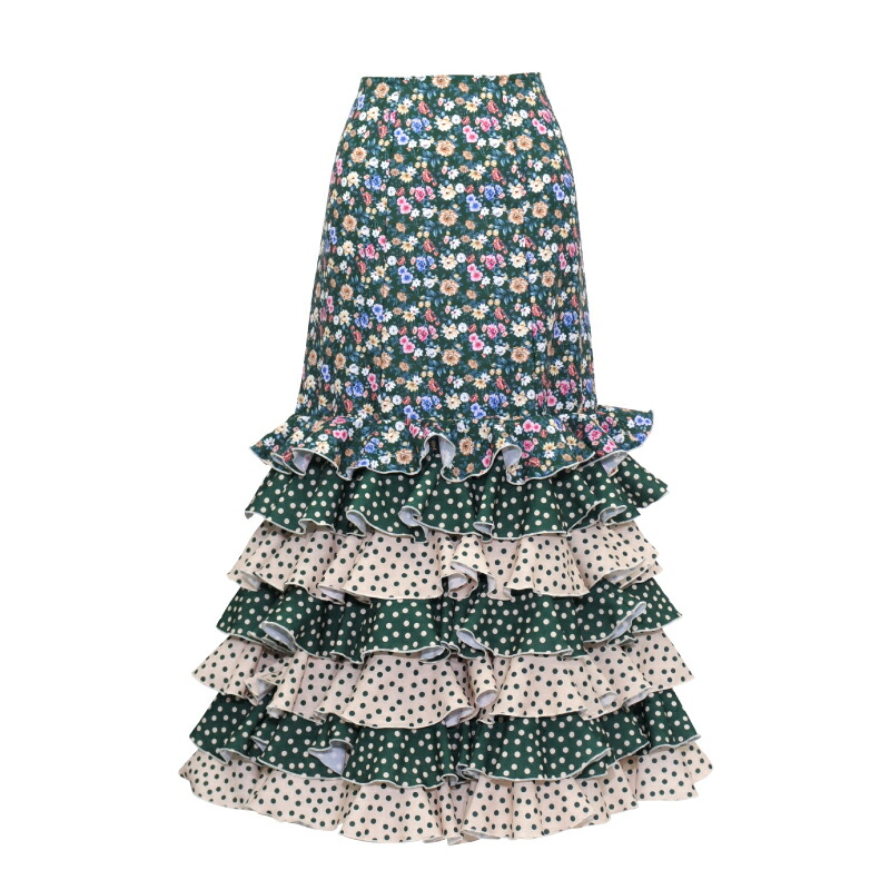 楽天市場】【現品】HF-1511 縦フリルスカート ブルーペイズリー【25V