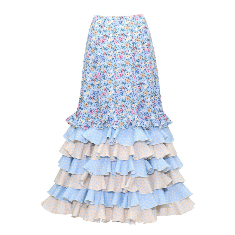 楽天市場】【現品】HF-906 変形4段フリルスカート エメラルド/ホワイト