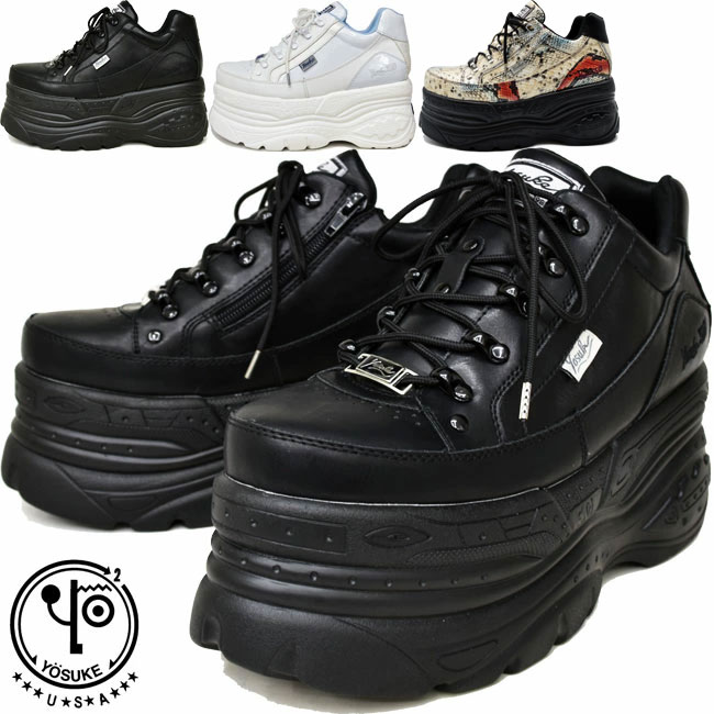 楽天市場 クーポン対象商品 ヨースケ Yosuke 厚底スニーカー ハイソール レースアップ メンズ 全2色 26 27 予約 は10月中旬 の入荷です 靴の専門店アイビー