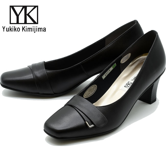 ユキコ キミジマ Yukiko Kimijima パンプス 置き目毛革 スリッポン レディース 本革 なめし革 黒いこと 黒 22-24.5 2908