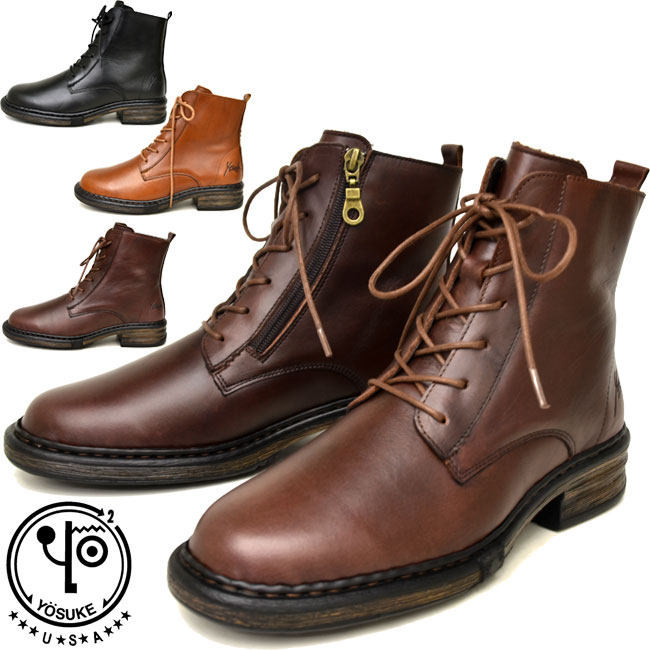 楽天市場 クーポン対象商品 ヨースケ Yosuke レースアップブーツ 本革 レザー ショートブーツ レディース セール 靴の専門店アイビー