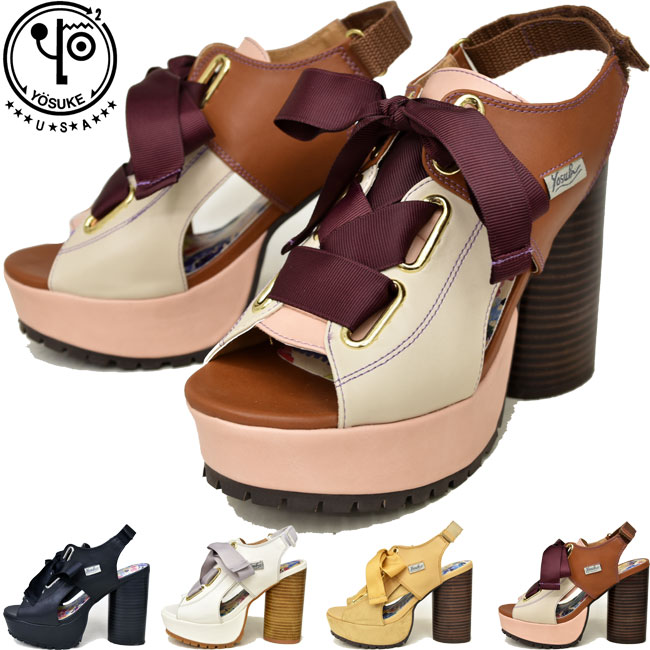 流行に 楽天市場 クーポン対象商品 ヨースケ Yosuke 厚底サンダル ストラップ チャンキーヒール レディース 全4色 22 5cm 24 5cm 靴の専門店アイビー 最安 Www Caymanislandsrealty Com