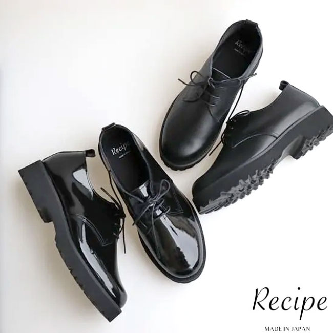 レースアップシューズ パンプス 厚底 本革 レザー Recipe レシピ 日本製 レディース 女性 ファッション コンフォートシューズ RP-567｜靴の専門店アイビー
