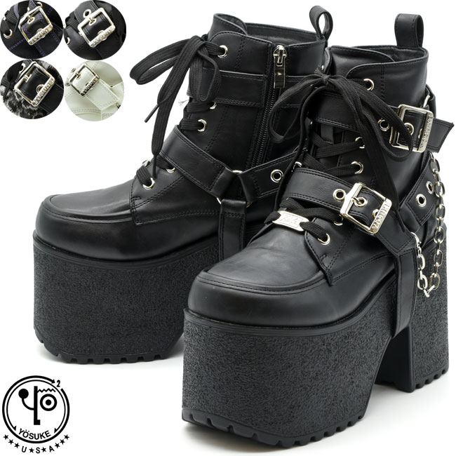 ヨースケ YOSUKE 厚底ブーツ レースアップブーツ ハイソール ゴスロリ リングベルト メンズ ブラック 黒 銀 4468044 楽天市場】【ヨースケ 全品送料無料】 【クーポン対象品】 ヨースケ