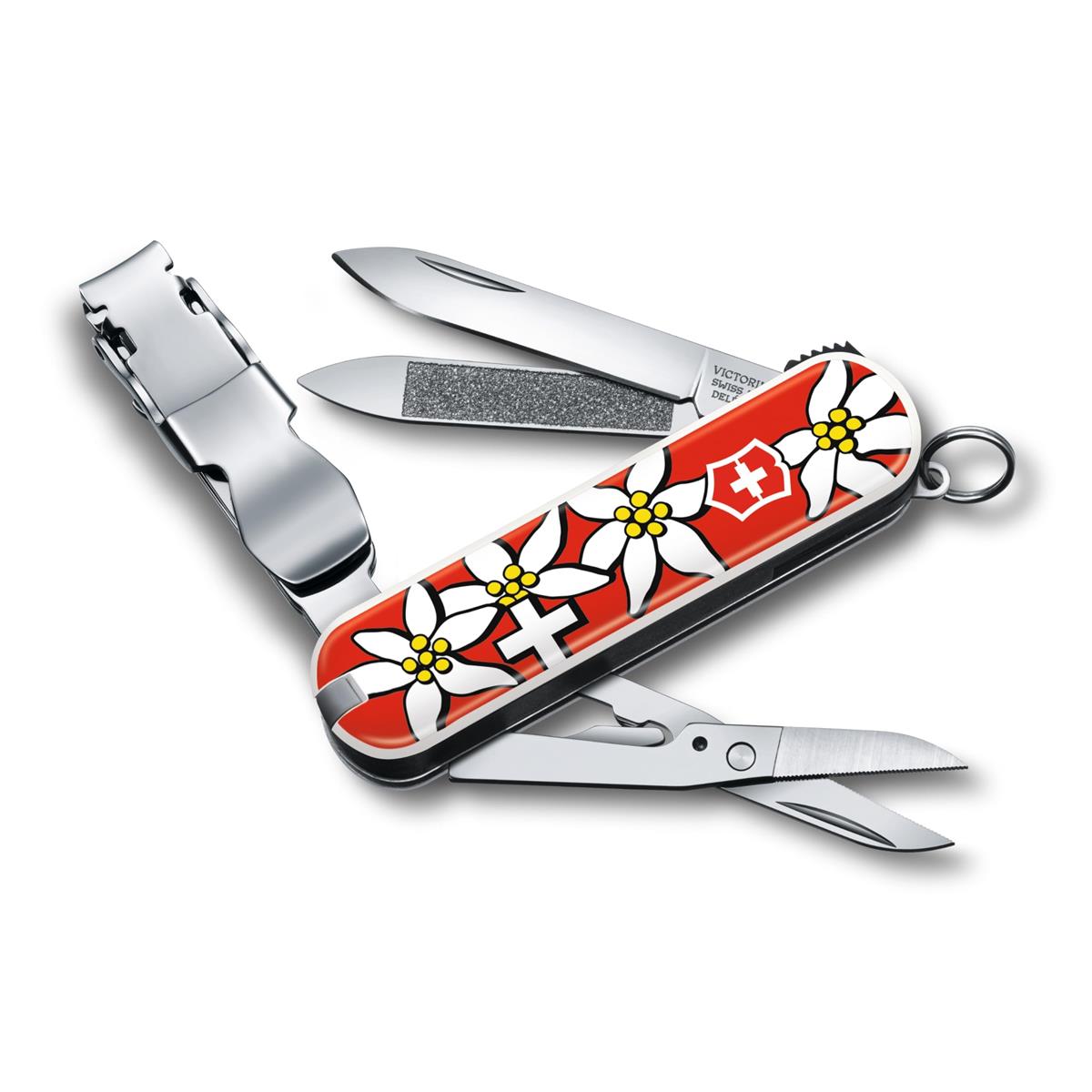 VICTORINOX(ビクトリノックス) ネイルクリップ 580 エーデルワイス 爪切り つめきり 防災グッズ カーブ刃 はさみ つめそうじ付き つめやすり搭載 8機能 防災グッズ 救急 ステンレス鋼 さびにくい コンパクト 【国内正規品】 0.6463.840