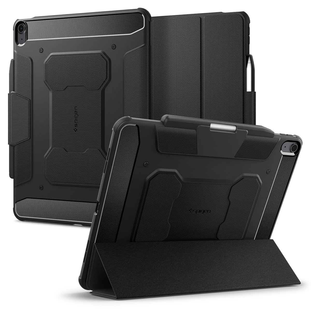 Spigen iPad Air 13インチ ケース M3/M2 (2025/2024年) カバー 衝撃吸収 耐衝撃 スタンド 落下 ラギッド・アーマー・プロ ACS07669 (ブラック)
