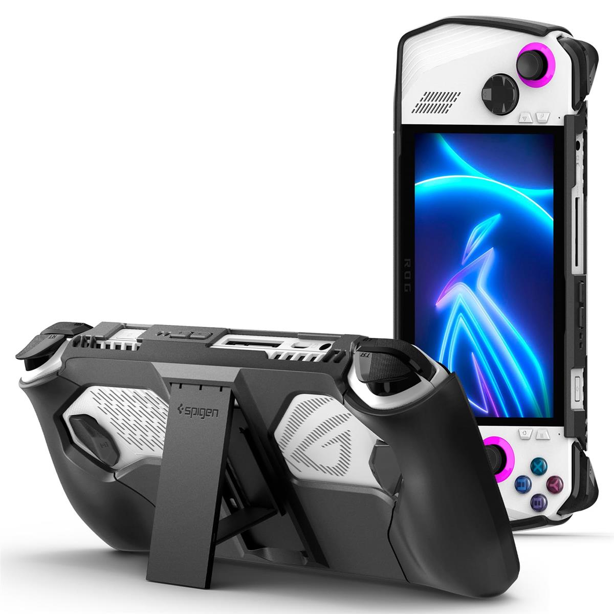 Spigen ASUS ROG Ally 容れもの (2023) 照明ランプ付き添い人 画面防御すること 耐衝撃 ぼうぜん自失採り入れる シン・フィットプロ ACS06922 (黒いこと)
