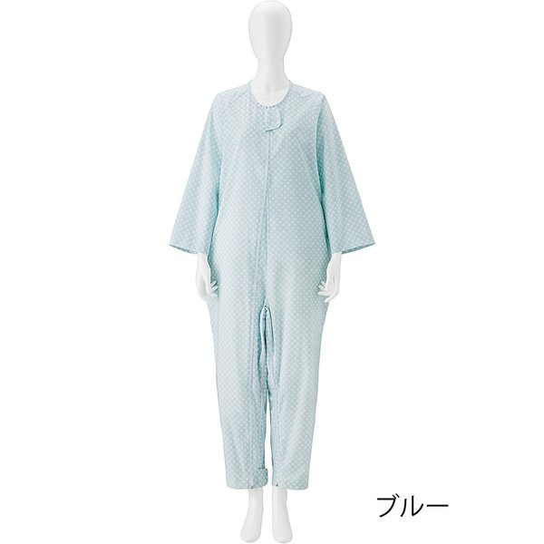 竹虎 介護ねまき ブルー／Lサイズ つなぎねまき（竹虎）106624