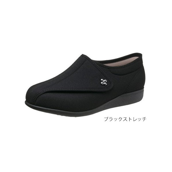 快歩主義L011-5E（足囲5E）／ブラックストレッチ 25.0cm（アサヒシューズ）