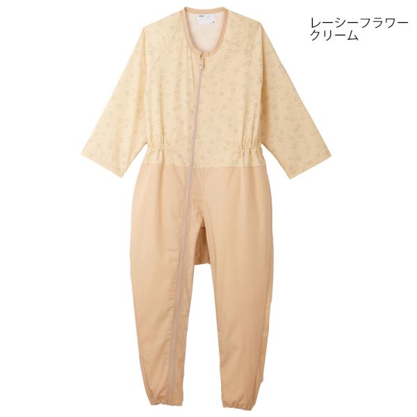 コンビネーション（フルオープン型）Mサイズ／レーシーフラワークリーム（エンゼル）ファスナーオープン式 5038