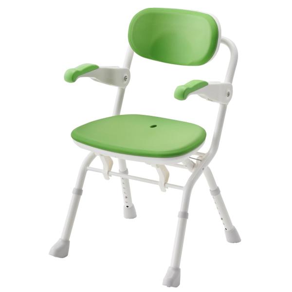 安寿 楽らく開閉シャワーベンチ Sフィット／グリーン（アロン化成）536-092 折りたたみシャワーベンチ