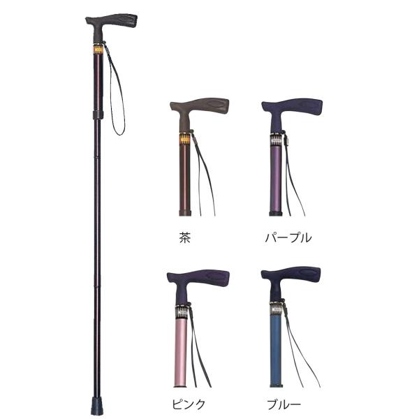 調節式折りたたみT字杖 ”まぁべんり”（小サイズ）／ピンク（日進医療器）TY126