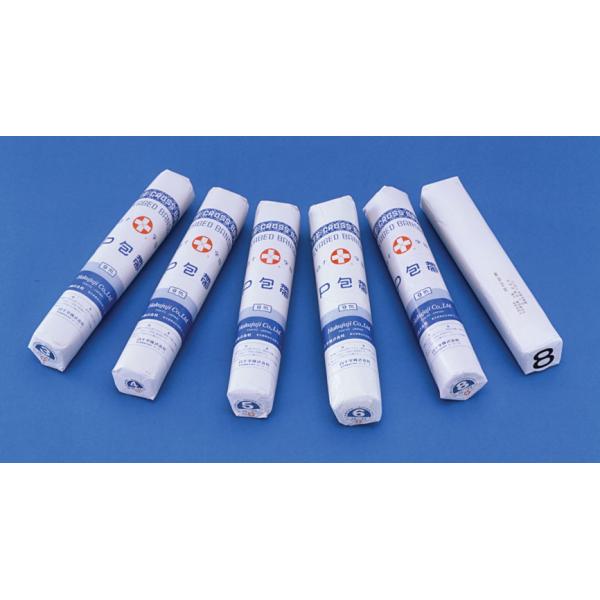 【ケース販売】P反巻 4裂 7cm幅×9m×40巻／耳付ホータイ（白十字）非伸縮綿包帯 13021