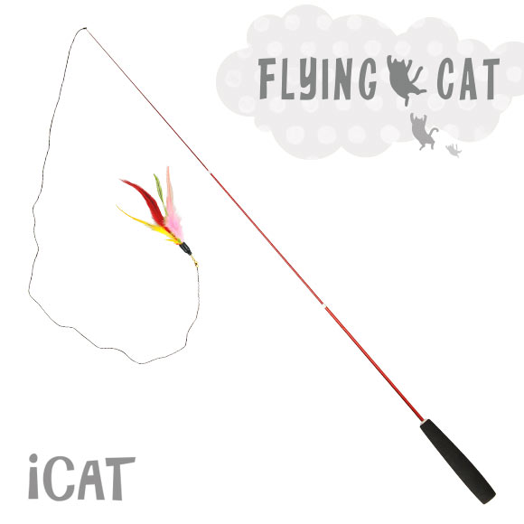 【猫 おもちゃ】 iCat FLYING CAT 釣りざお猫じゃらし カラフルフェザー【猫用おもちゃ ペットグッズ ねこ ネコ 猫じゃらし 釣り竿 ねこじゃらし】【 猫のおもちゃ】【icat idog】