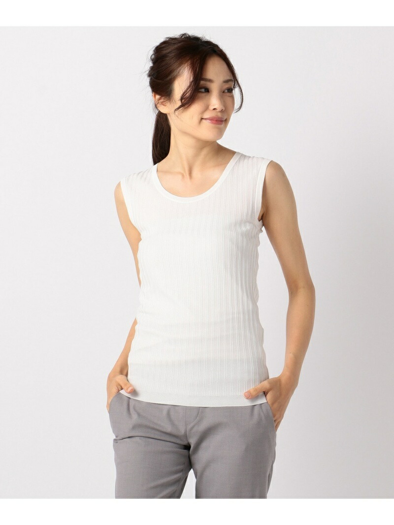 【楽天市場】【SALE/50%OFF】Synthetic Rib ノースリーブニット ICB アイシービー カットソー タンクトップ ホワイト ...