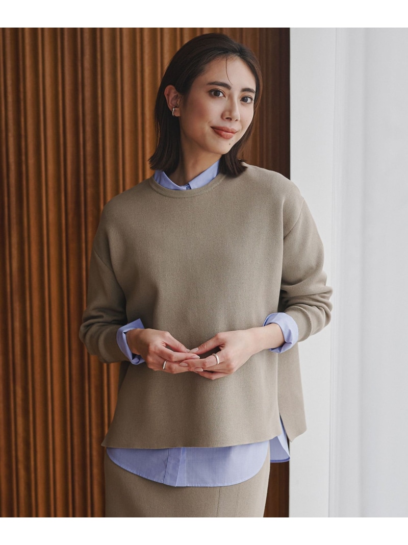 【SALE／30%OFF】コットンポリエステルスムース プルオーバー ニット ICB L アイシービー トップス ニット ブラック ブルー カーキグリーン【RBA_E】【送料無料】[ Fashion]