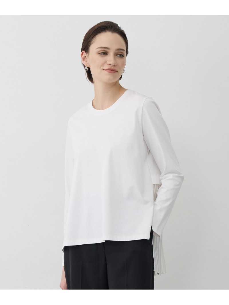 シフォンプリーツコンビ カットソー ICB アイシービー トップス カットソー・Tシャツ ブラック ホワイト【送料無料】[ Fashion]
