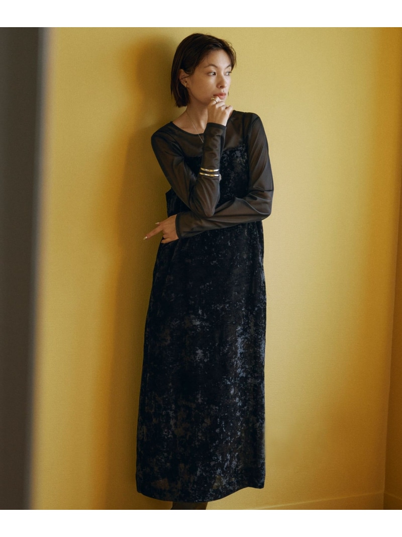 【SALE／50%OFF】【洗える】 シアーベルベット キャミソールワンピース ICB アイシービー ワンピース・ドレス ワンピース ブルー ブラック【RBA_E】【送料無料】[ Fashion]｜ICB