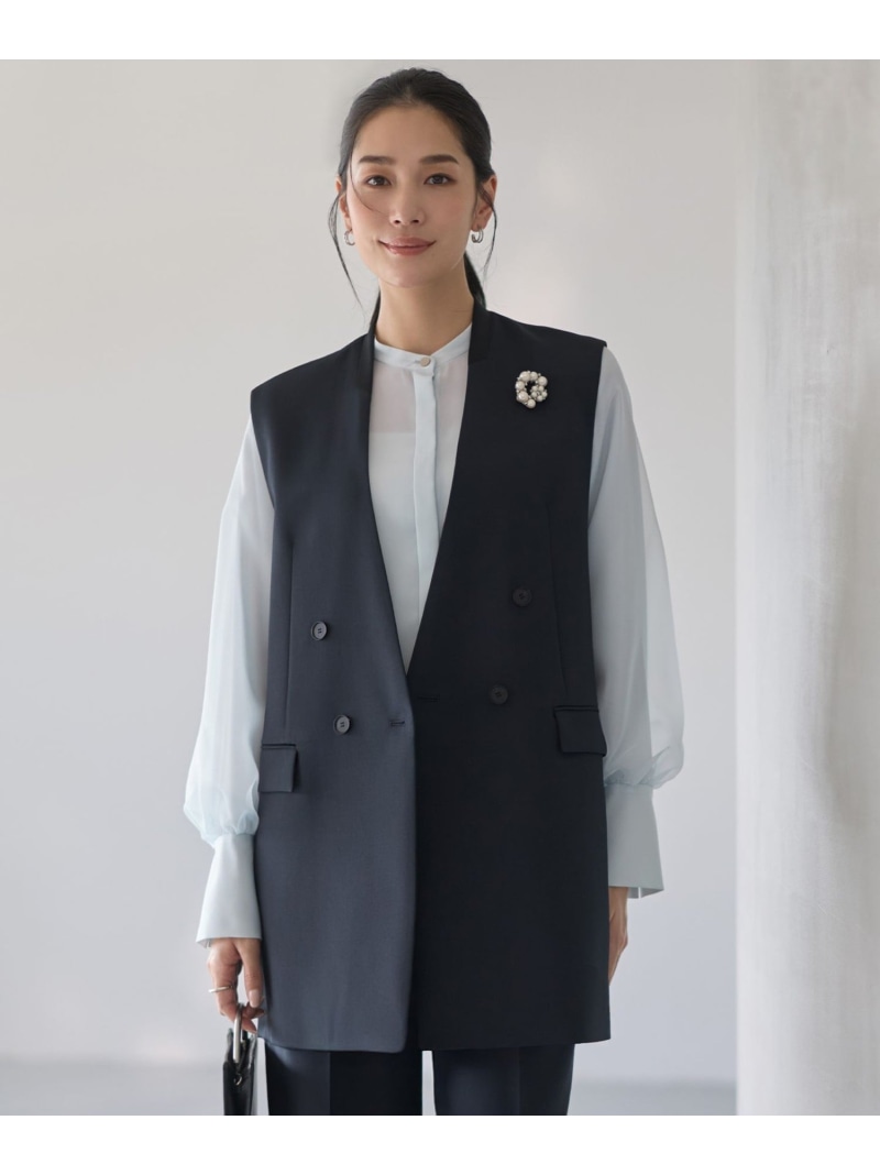 ハイツイストダブルクロス ノーカラージレ ICB アイシービー トップス ベスト・ジレ ネイビー カーキグリーン【送料無料】[ Fashion]