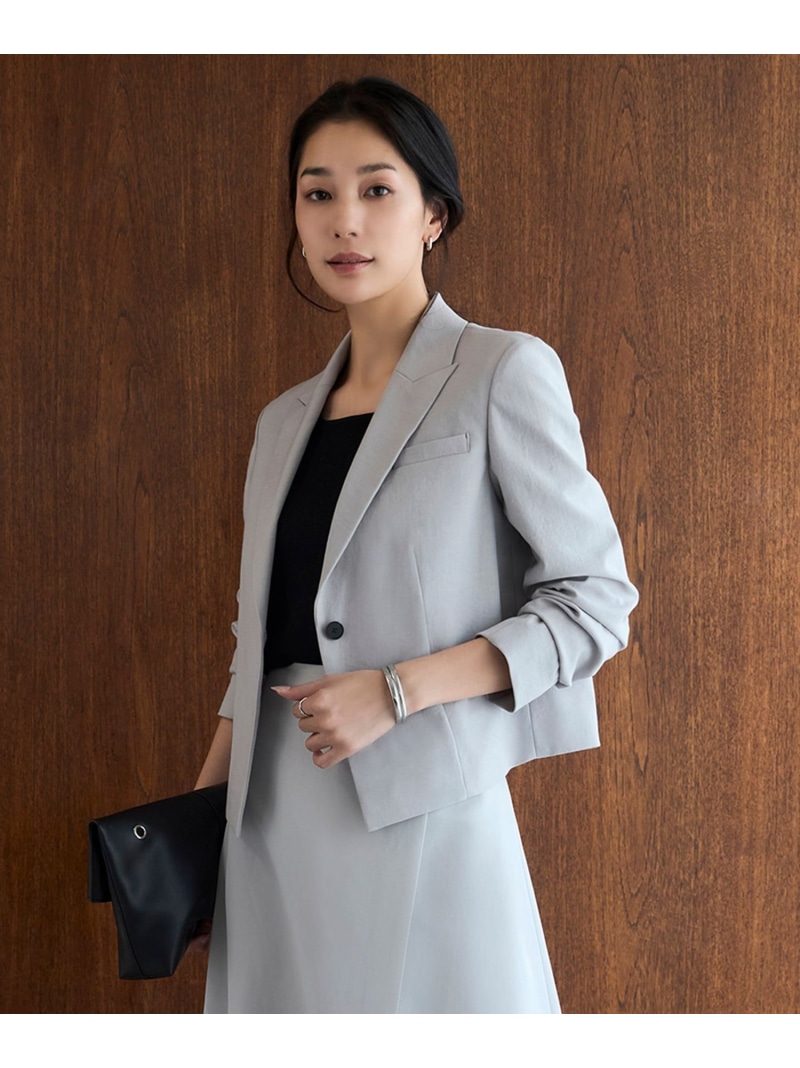 【SALE／50%OFF】【接触冷感・UVケア・撥水・洗える】LooseWeave クロップドジャケット ICB L アイシービー ジャケット・アウター テーラードジャケット・ブレザー グレー【RBA_E】【送料無料】[ Fashion]