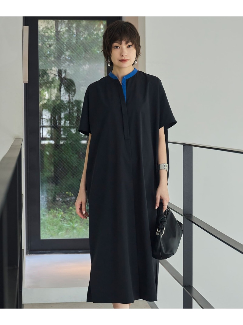 【SALE／30%OFF】【接触冷感・UVカット・洗える】RENUソフトタイプライター バンドカラーワンピース ICB L アイシービー ワンピース・ドレス ワンピース ブラック ネイビー【RBA_E】【送料無料】[ Fashion]｜ICB