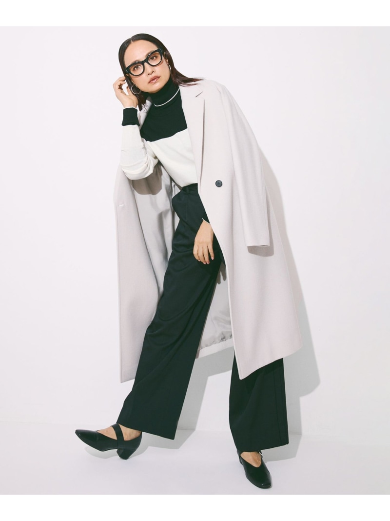 【SALE／30%OFF】【CLASSY.掲載・裏起毛】 ウォームサテン ワイドストレートパンツ ICB L アイシービー パンツ その他のパンツ ブルー ブラック【RBA_E】【送料無料】[ Fashion]