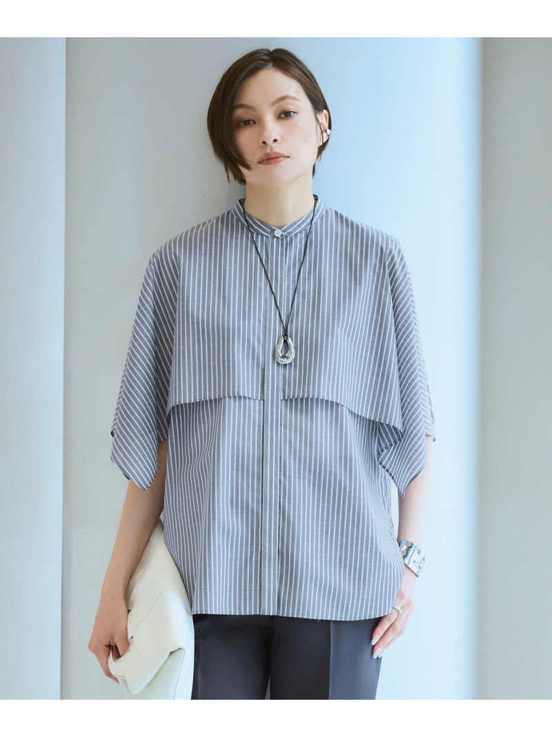 シルフィーローン ハンカチーフスリーブブラウス ICB L アイシービー トップス シャツ・ブラウス グレー ブルー【送料無料】[ Fashion]｜ICB