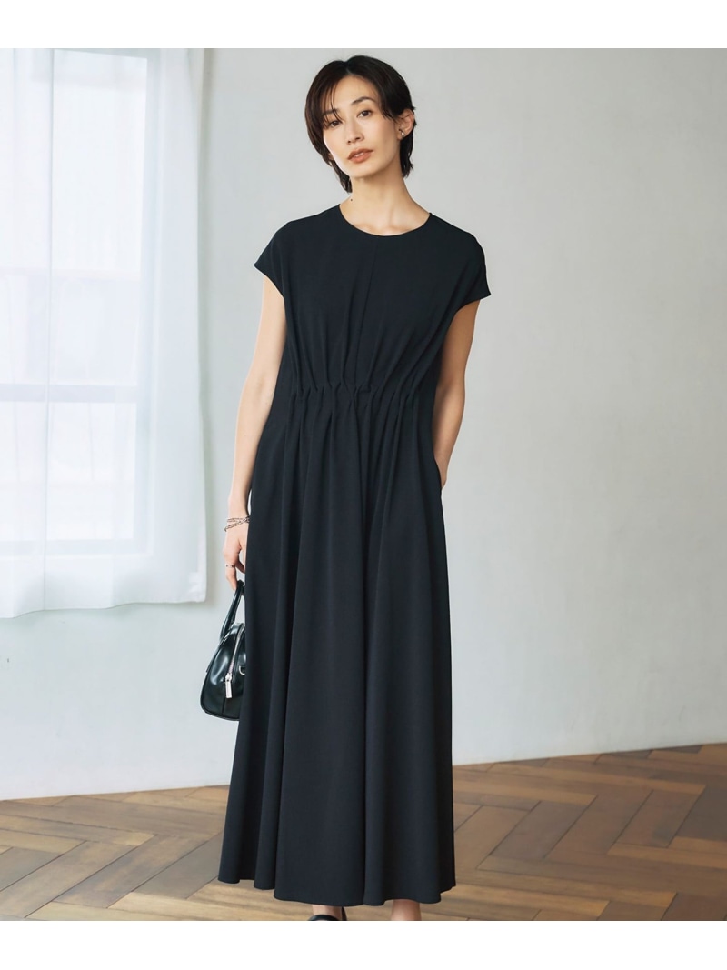 【ASUMI・MANAMIコラボ 丈が選べる】タックデザインワンピース ICB L アイシービー ワンピース・ドレス ワンピース ブラック ブルー【送料無料】[ Fashion]