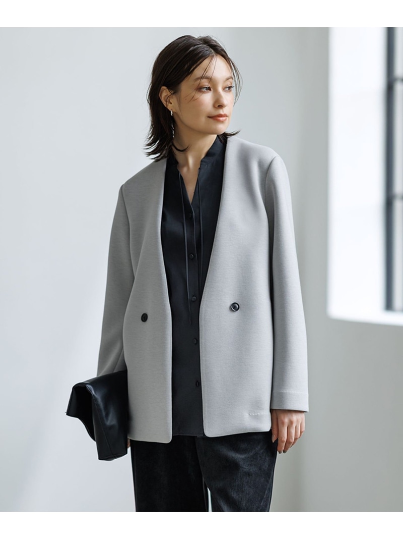 【SALE／30%OFF】【洗える】コンパクトWフェイス ノーカラージャケット ICB L アイシービー ジャケット・アウター ノーカラージャケット ブラック ブラウン【RBA_E】【送料無料】[ Fashion]｜ICB