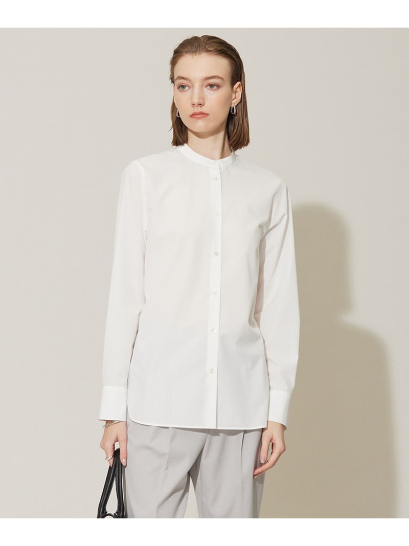 【SALE／40%OFF】【洗える】クリーンブロード バンドカラーブラウス ICB L アイシービー トップス シャツ・ブラウス ホワイト ブルー グレー【RBA_E】【送料無料】[ Fashion]｜ICB