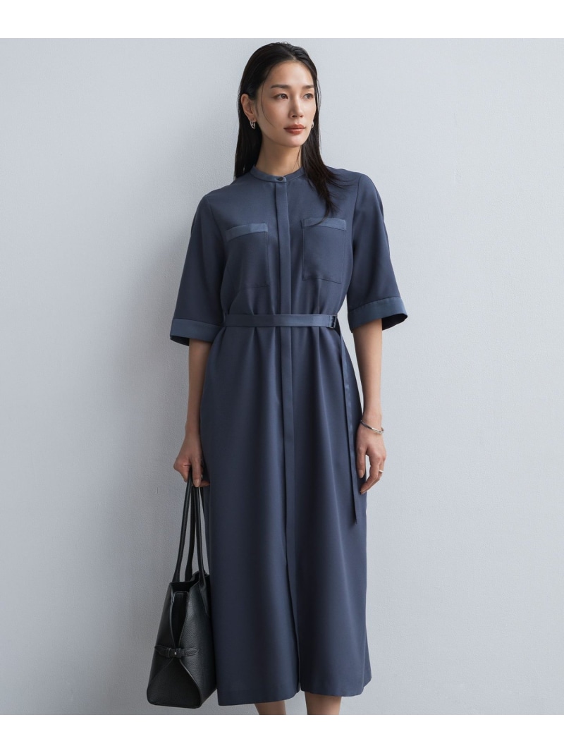 FluidBackSatin シャツワンピース ICB L アイシービー ワンピース・ドレス ワンピース ブラック【送料無料】[ Fashion]