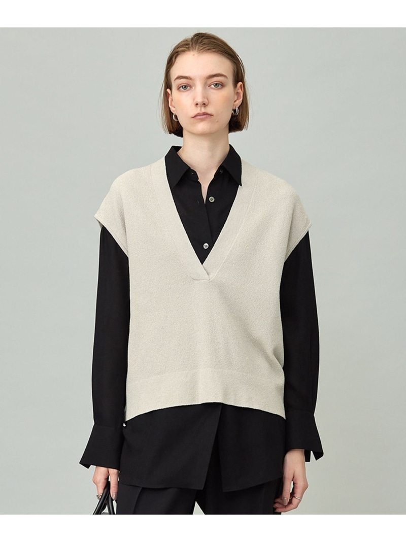 【SALE／30%OFF】【洗える】 ウールテンセルミニブークレ ニットベスト ICB L アイシービー トップス ベスト・ジレ ブラック【RBA_E】【送料無料】[ Fashion]｜ICB