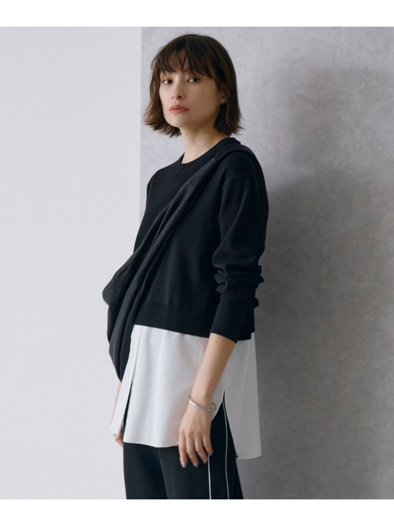 【SALE／50%OFF】【WEB&一部店舗限定カラーあり】クロスコンビ ニットプルオーバー ICB アイシービー トップス ニット ブラック ネイビー【RBA_E】【送料無料】[ Fashion]｜ICB
