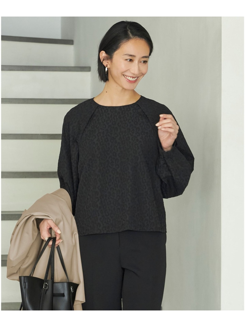 【SALE／30%OFF】【洗える】パフィージャカード ブラウス ICB L アイシービー トップス シャツ・ブラウス ブラック ホワイト【RBA_E】【送料無料】[ Fashion]｜ICB