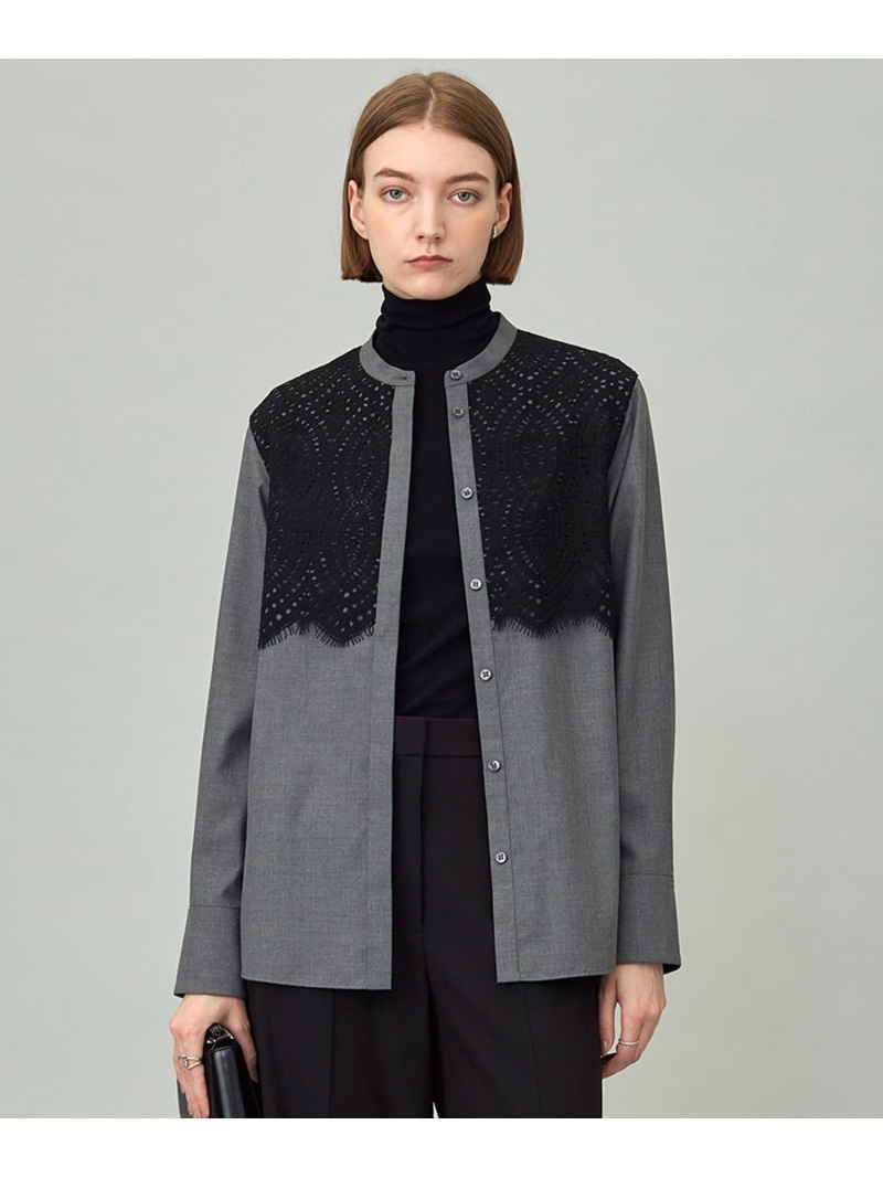【SALE／30%OFF】【洗える】 レースコンビブラウス ICB アイシービー トップス シャツ・ブラウス ブラック グレー【RBA_E】【送料無料】[ Fashion]｜ICB