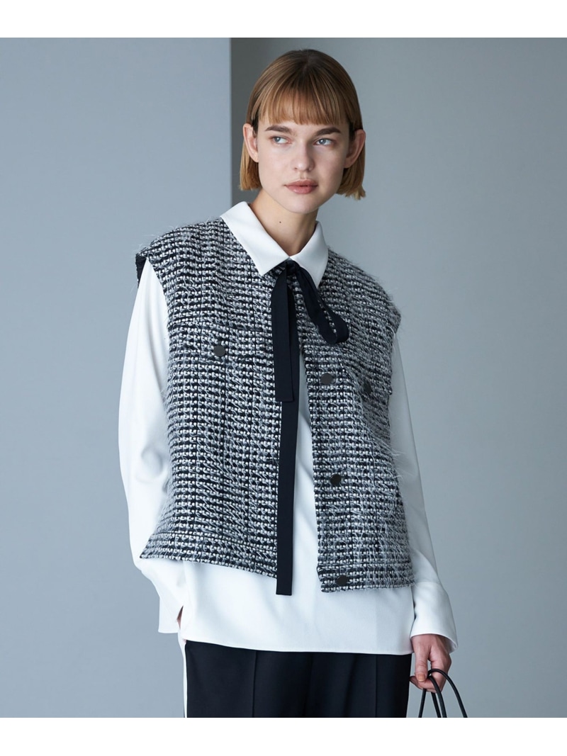【SALE／30%OFF】フェザーツイード ベスト ICB アイシービー トップス ベスト・ジレ ブラック【RBA_E】【送料無料】[ Fashion]｜ICB