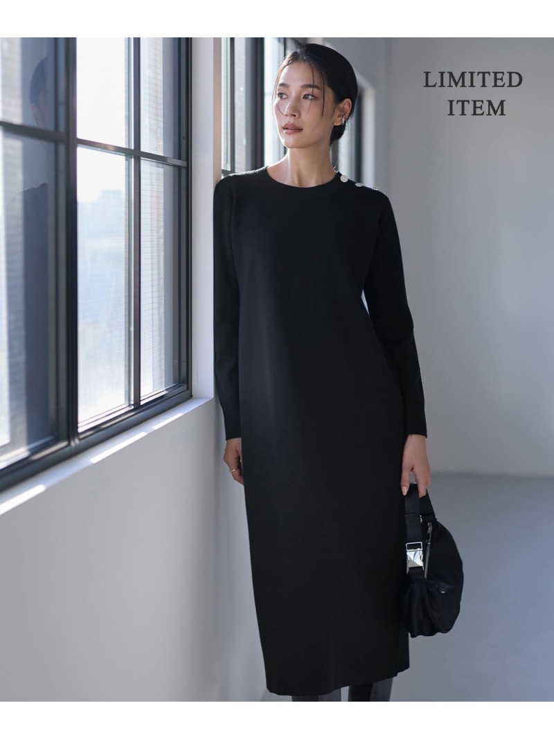 【WEB限定】 ウールブレンドダブルフェイス ニットワンピース ICB L アイシービー ワンピース・ドレス ワンピース ブラック グレー【送料無料】[ Fashion]