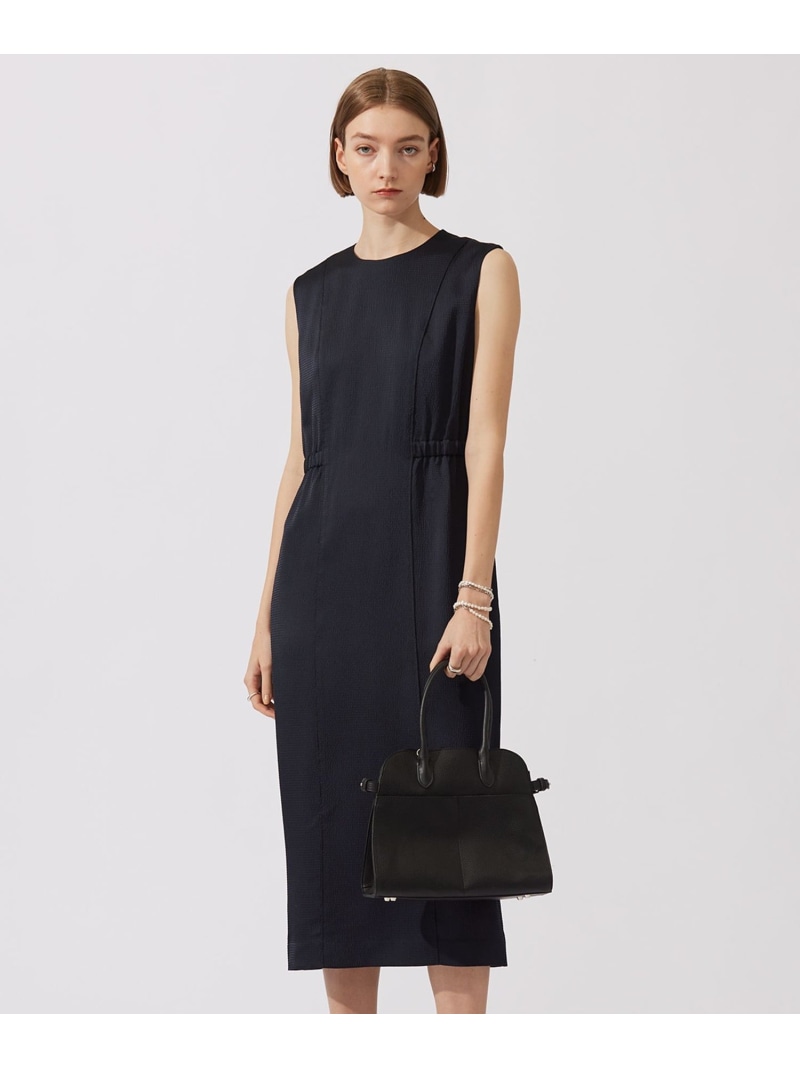 【SALE／40%OFF】【洗える】 ストレッチハンマーサテン ノースリーブワンピース ICB アイシービー ワンピース・ドレス ワンピース ネイビー ブラック【RBA_E】【送料無料】[ Fashion]